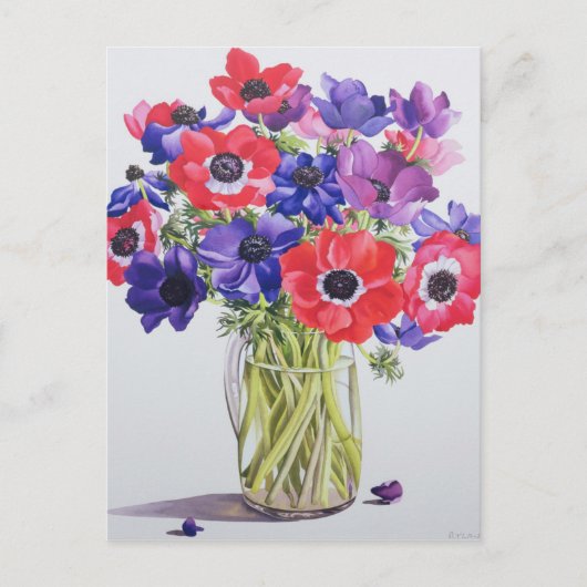 2007年ガラス瓶に入ったアネモネ ポストカード (正面)