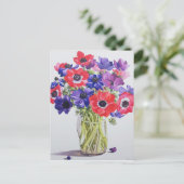 2007年ガラス瓶に入ったアネモネ ポストカード (スタンド正面)