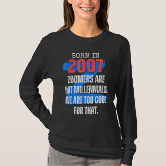 2007年生まれのズーマー・ジェネレーションZのユーモアと皮肉 男性と女性用 Tシャツ