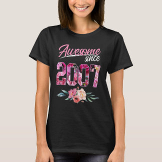 2007年生まれの花柄の16歳の誕生日の素晴らしいギフト Tシャツ
