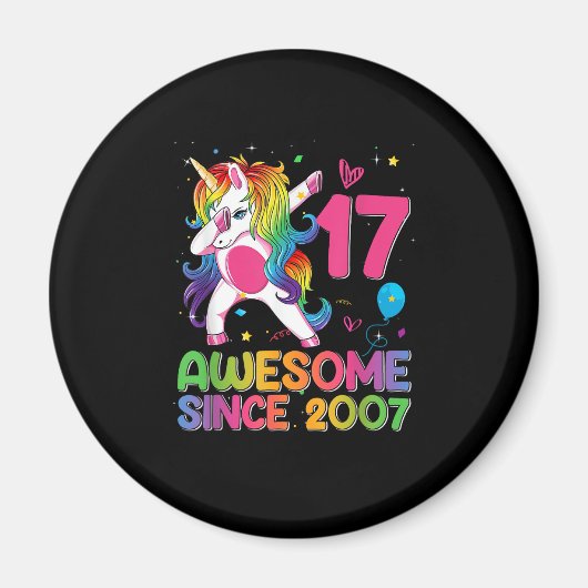 2007年生まれの17歳は最高!17歳の誕生日ユニコーン マグネット (正面)