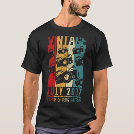 2007年7月15歳2007年誕生日レトロヴィンテージ Tシャツ (正面)