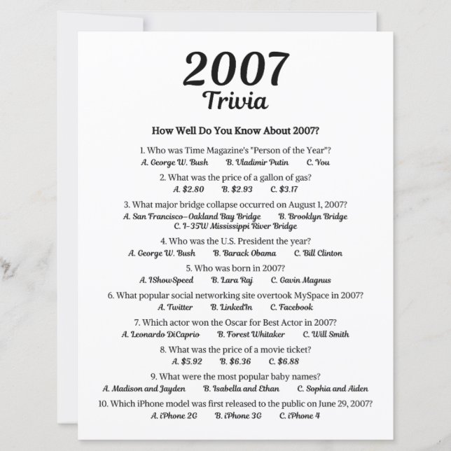 2007年 トリビアゲーム｜19歳の誕生日パーティーゲーム (正面)