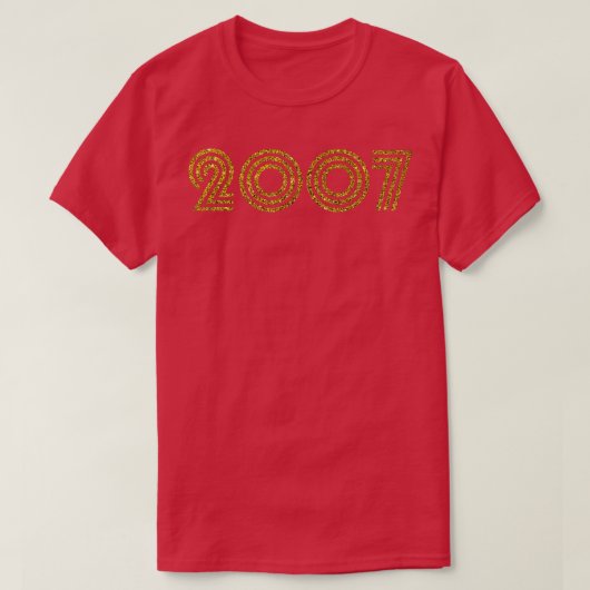 2007誕生年グリッター効果 Tシャツ (デザイン正面)