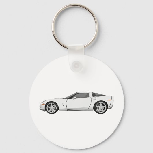 2008コルベット:スポーツカー:白仕上げ: キーホルダー (正面)