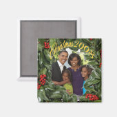 2008年のオバマ大統領一家クリスマス マグネット (正面/裏面)