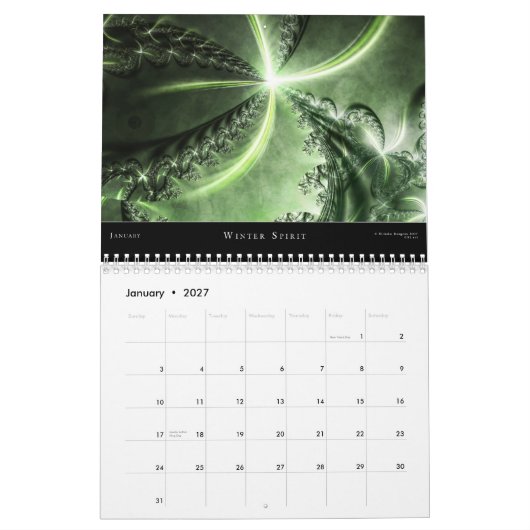 2008年の感動的なフラクタルのカレンダー カレンダー (1月 2027)