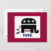 2008年はがきで共和党に票を投じる ポストカード (正面/裏面)