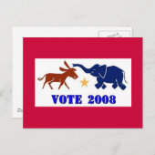 2008年はがきで民主共和党の政治に投票する ポストカード (正面/裏面)