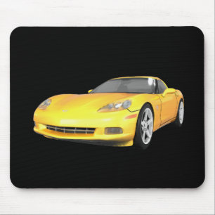 2008年コルベット:スポーツカー:黄色の仕上げ: マウスパッド