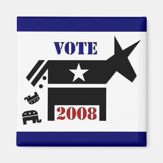 2008年正方形の磁石で民主党員を投票する マグネット (正面)