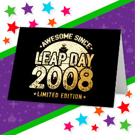 2008年閏日2月29日生まれのスーパースター 箔グリーティングカード