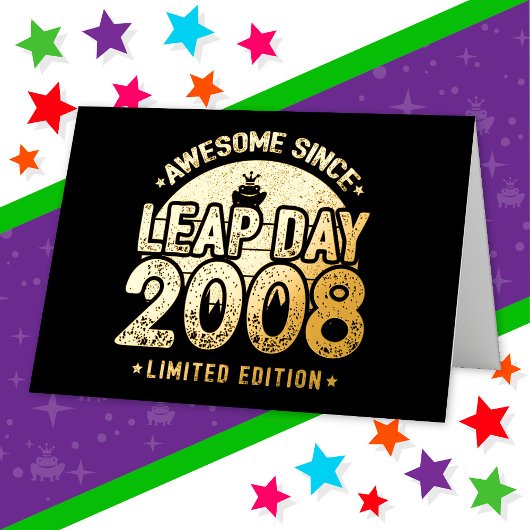 2008年閏日2月29日生まれのスーパースター 箔グリーティングカード
