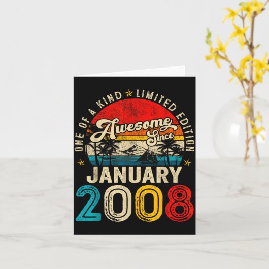 2008年1月から18歳最高 18歳の誕生日 カード (黄色い花)