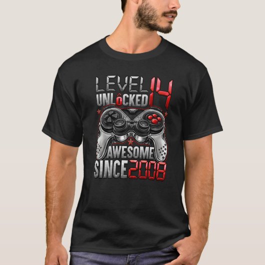 2008年14誕生日以素晴らし降のレベル14のロック解除 Tシャツ (正面)