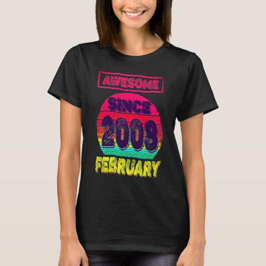2008年2月生まれ 14歳の誕生日 Tシャツ (正面)