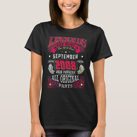 2008年9月に生まれた伝説 14歳の誕生日 Tシャツ (正面)