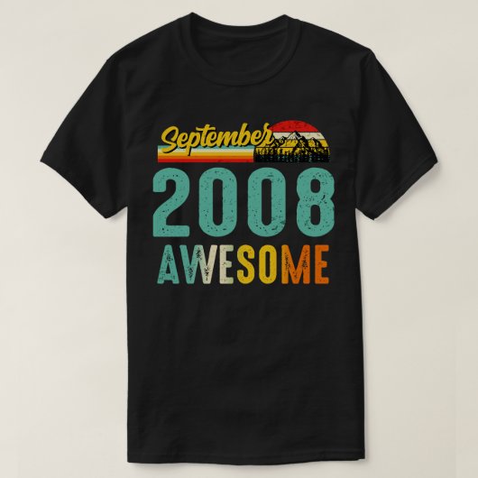2008年9月誕生日ギフトシャツヴィンテージ9月 Tシャツ (デザイン正面)