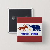 2008正方形ボタンの民主党員の共和党員の投票 缶バッジ (正面&裏面)