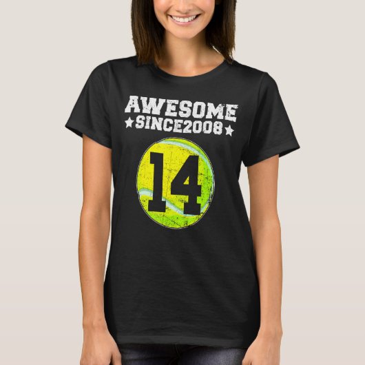 2008素晴らし年からテニス14誕生日14年 Tシャツ (正面)