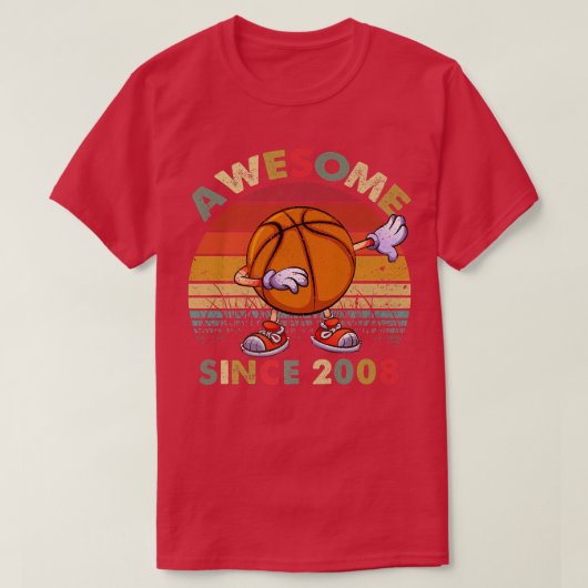 2008素晴らし年誕生日バスケットボール14番目の誕生日 Tシャツ (デザイン正面)