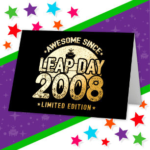 2008素晴らし年閏年日以後2月29誕生日 箔グリーティングカード