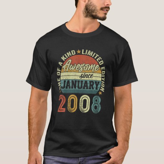 2008素晴らし年1月14歳14誕生 Tシャツ (正面)