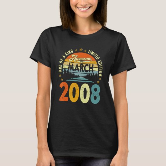 2008素晴らし年3月以来ヴィンテージ14誕生日 Tシャツ (正面)