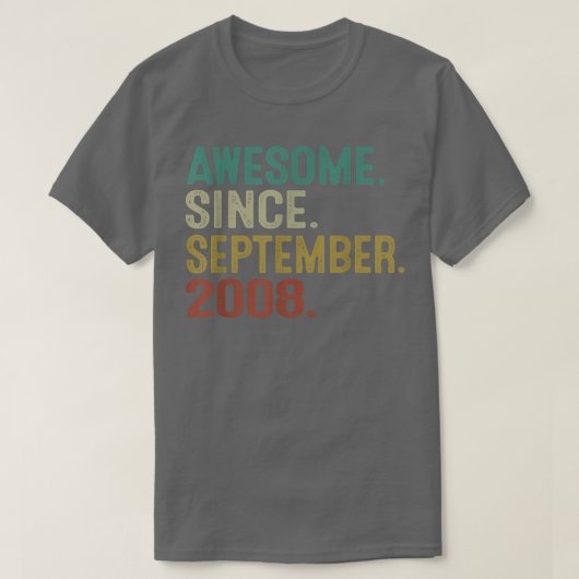 2008素晴らし年9月以来ヴィンテージ14誕生日 Tシャツ (デザイン正面)