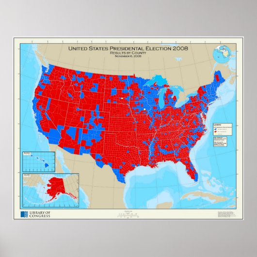 2008統一された年州大統領のの選挙結果 ポスター (正面)
