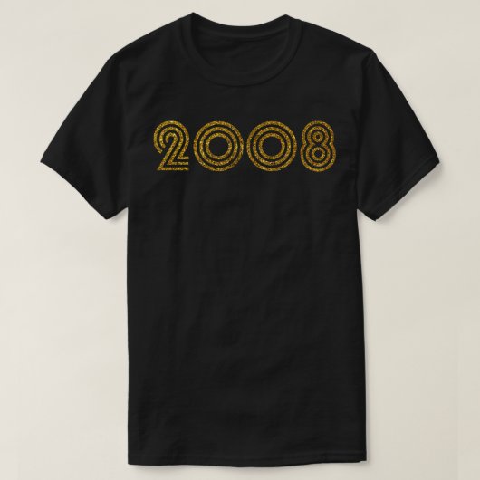 2008誕生年グリッター効果 Tシャツ (デザイン正面)