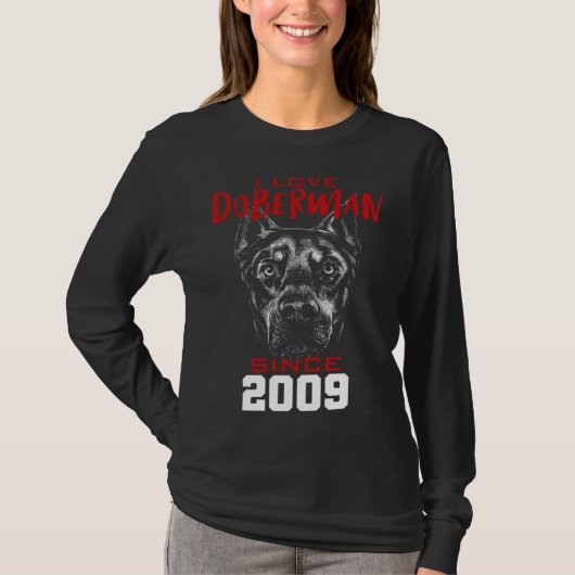 2009年からドーベルマンが好きです Tシャツ (正面)