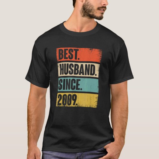 2009年最高の以来のレトロの夫13thのア結婚ニバー tシャツ (正面)