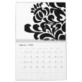 2009年黒い及び白 カレンダー (2月 2026)