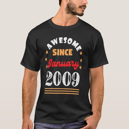 2009年1月誕生日素晴らし2009年以降1月V Tシャツ (正面)