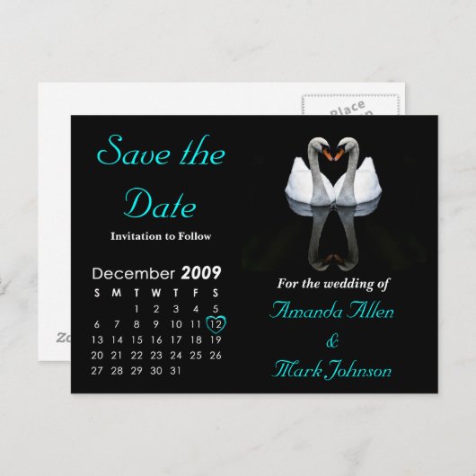 2009年12月日付の保存、結婚発表 案内ポストカード (正面/裏面)