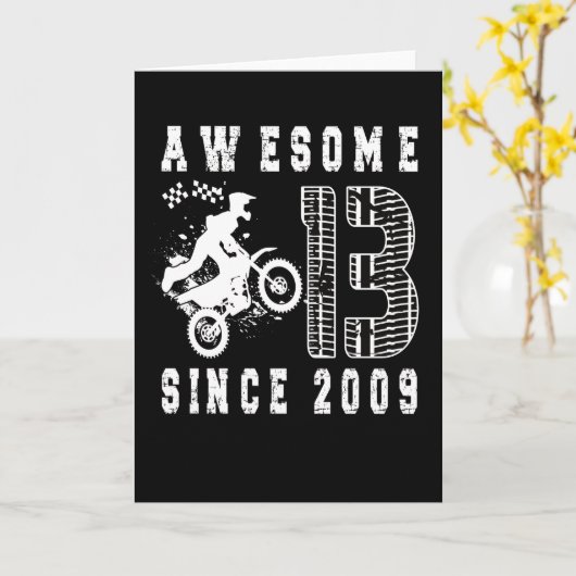 2009年13誕生日ギフトダートバイクボーイ生まれ(2009年) カード (黄色い花)