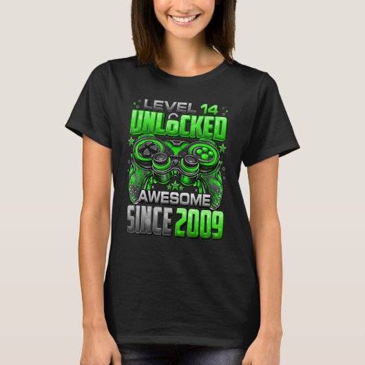 2009年14誕生日以素晴らし降のレベル14のロック解除 Tシャツ (正面)
