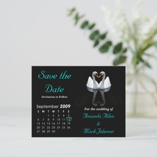 2009年9月日付の保存、結婚発表 案内ポストカード (スタンド正面)