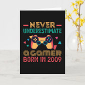 2009生まれ年のゲーマーの誕生日ゲームのギフトレトロ カード (黄色い花)