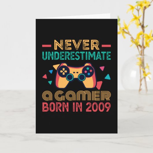 2009生まれ年のゲーマーの誕生日ゲームのギフトレトロ カード (黄色い花)