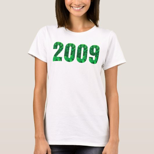 2009生まれ年バースデーパーティーグリーン絞り染め Tシャツ (正面)