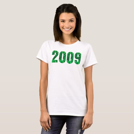 2009生まれ年バースデーパーティーグリーン絞り染め Tシャツ (正面フル)