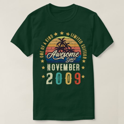 2009素晴らし年11月以来ヴィンテージ13誕生日 Tシャツ (デザイン正面)