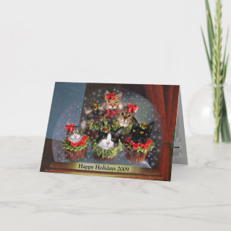 2009HolidayCupcakeCatsSnowglobeFlat シーズンカード