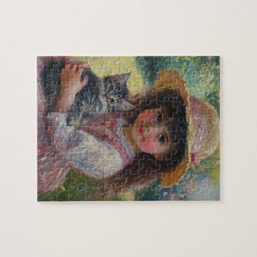 200.かわいい小さな女の子と猫 ジグソーパズル (横)