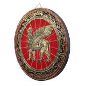 [200]アッシリア翼ライオン – 金ゴールドラマス ダーツボード (正面右)