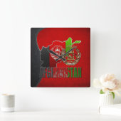 [200]アフガニスタン：COA、国旗と地図 スクエア壁時計 (ホーム)