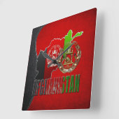 [200]アフガニスタン：COA、国旗と地図 スクエア壁時計 (傾斜)