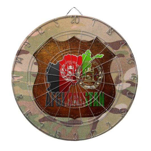 [200]アフガニスタン：COA、国旗と地図 ダーツボード (正面)